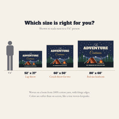 The Adventure Continues Woven Blanket – Camping Couple Gift for Anniversary or Christmas