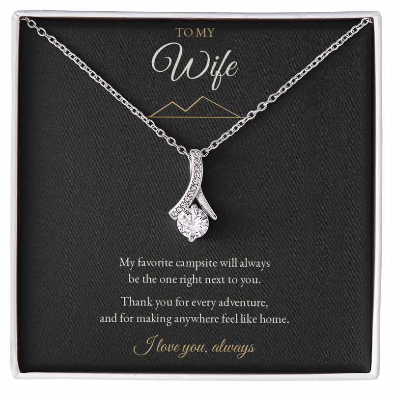 To My Wife, My Favorite Campsite Is Next To You – Necklace with Message Card