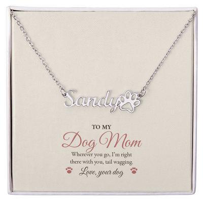 Dog Mom Paw Print Name Necklace – Personalized With Your Dog's Name