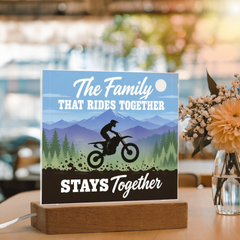 The Family That Rides Together Stays Together – Dirt Bike Light-Up Plaque