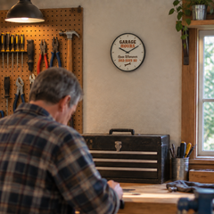 Garage Hours: Open Whenever Dad Says So – Wall Clock