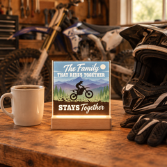 The Family That Rides Together Stays Together – Dirt Bike Light-Up Plaque